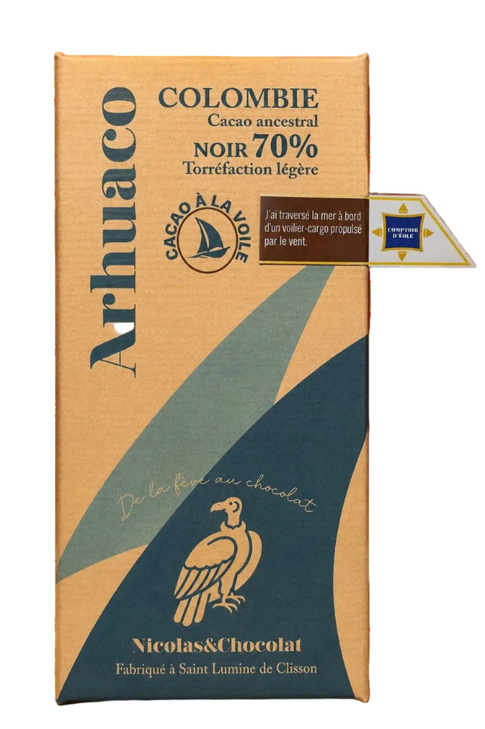 Chocolat d’Éole Arhuaco 70 %, Colombie, cacao transporté à la voile